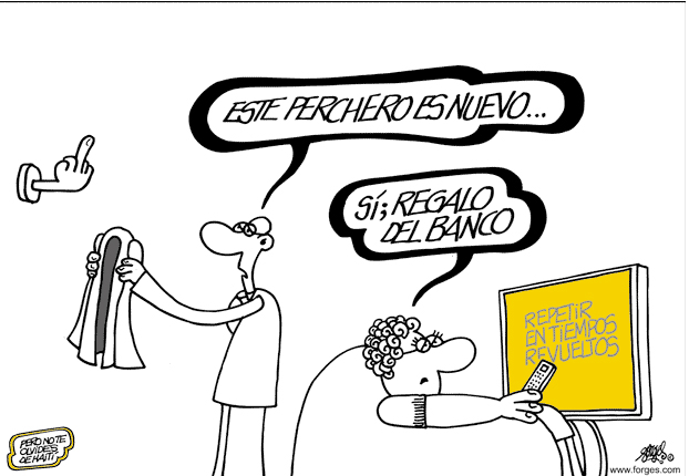Chiste sobre el regalo del banco: un perchero con el dedo "feo"